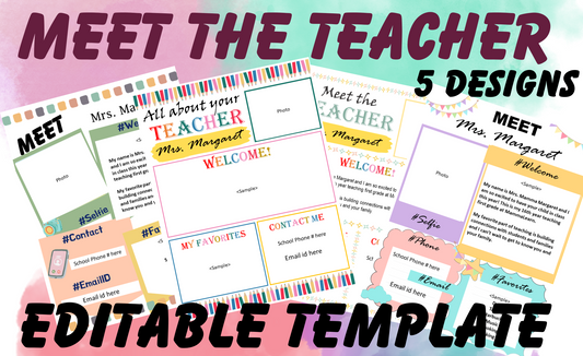 Meet The Teacher Template Editable - All About Your Teacher Template ( 5 Designs)