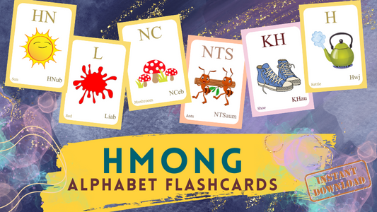 Hmong Alphabet FLASHCARD with picture, Learning Hmong, Hmong Letter Flashcard,Hmong Language