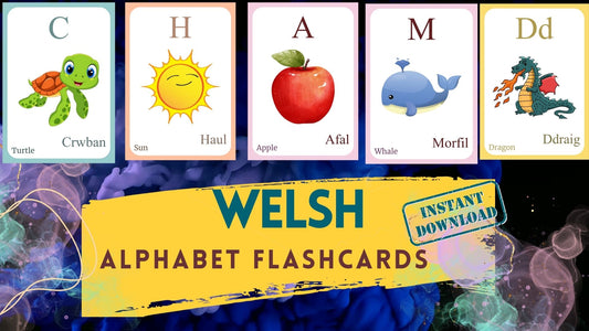 Welsh Alphabet FLASHCARD with picture, Learning Welsh, Welsh Letter Flashcard,Welsh Language