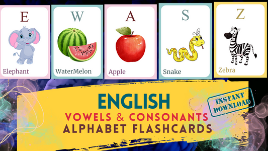 English Alphabet FLASHCARD with picture, Learning English, English Letter Flashcard, English Language, Pdf flashcards, Digital Download