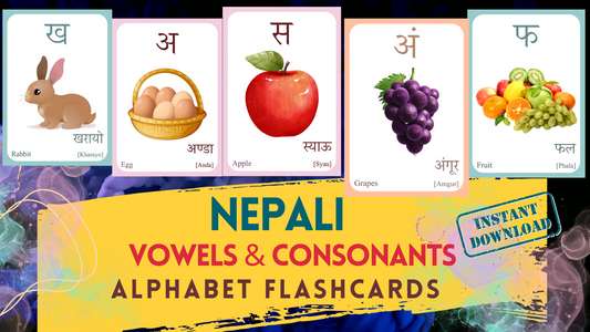 Nepali Alphabet FLASHCARD - Both Vowels and Consonants, Learning Nepali, Nepali  Letter Flashcard, Nepali  Language, Digital Download