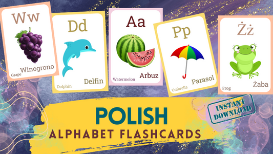 POLISH Alphabet FLASHCARD with picture, Learning Polish, Polish Letter Flashcard,POLISH Language,Pdf flashcards, Digital Download