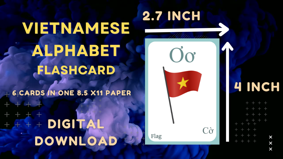 Vietnamese Alphabet FLASHCARD with picture, Learning Vietnamese, Vietnamese Letter Flashcard,Vietnamese Language