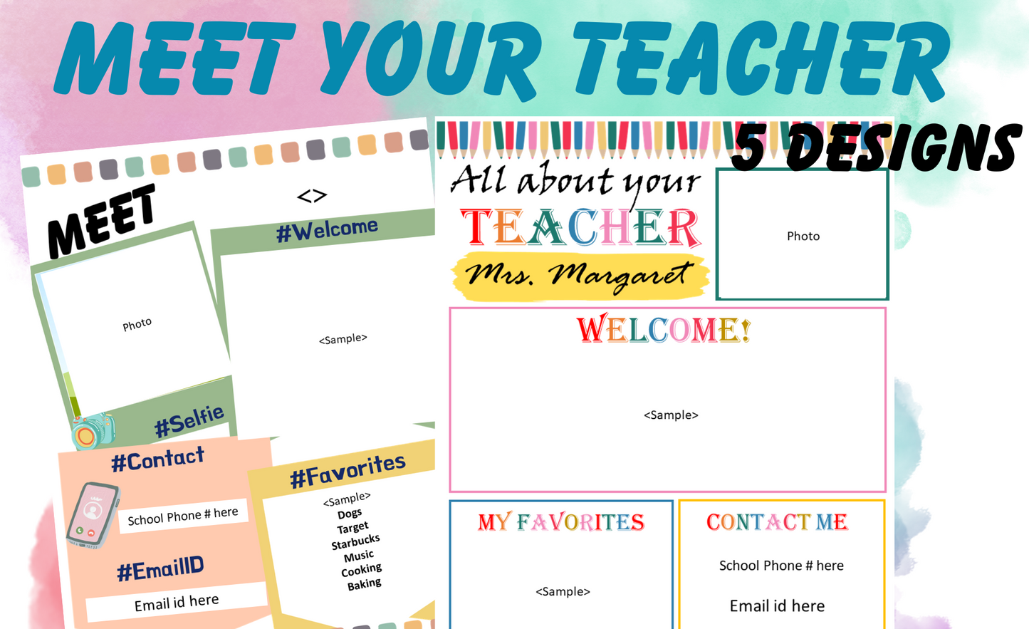 Meet The Teacher Template Editable - All About Your Teacher Template ( 5 Designs)