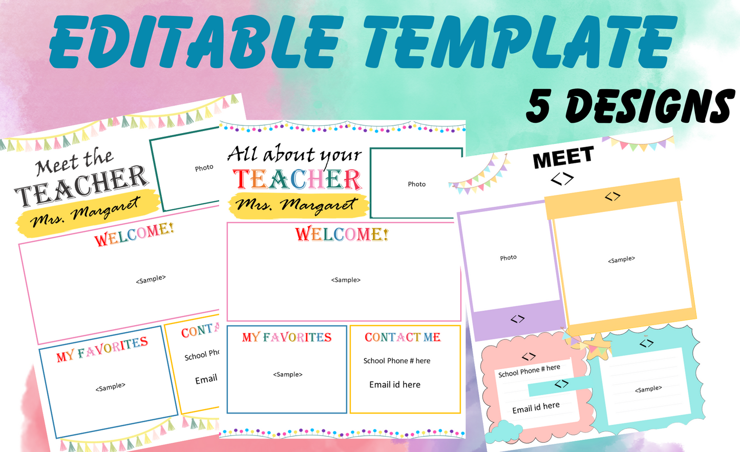 Meet The Teacher Template Editable - All About Your Teacher Template ( 5 Designs)