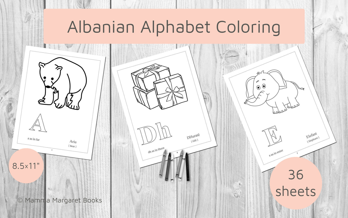 Albanian Alphabet Coloring Pages (36 pages), Printable Albanian Alphabet worksheet for Children, Albanian Coloring Pages