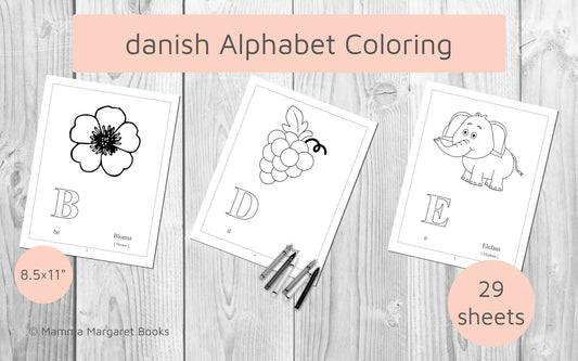 Danish Alphabet Coloring Pages (29 pages), Printable Danish Alphabet worksheet