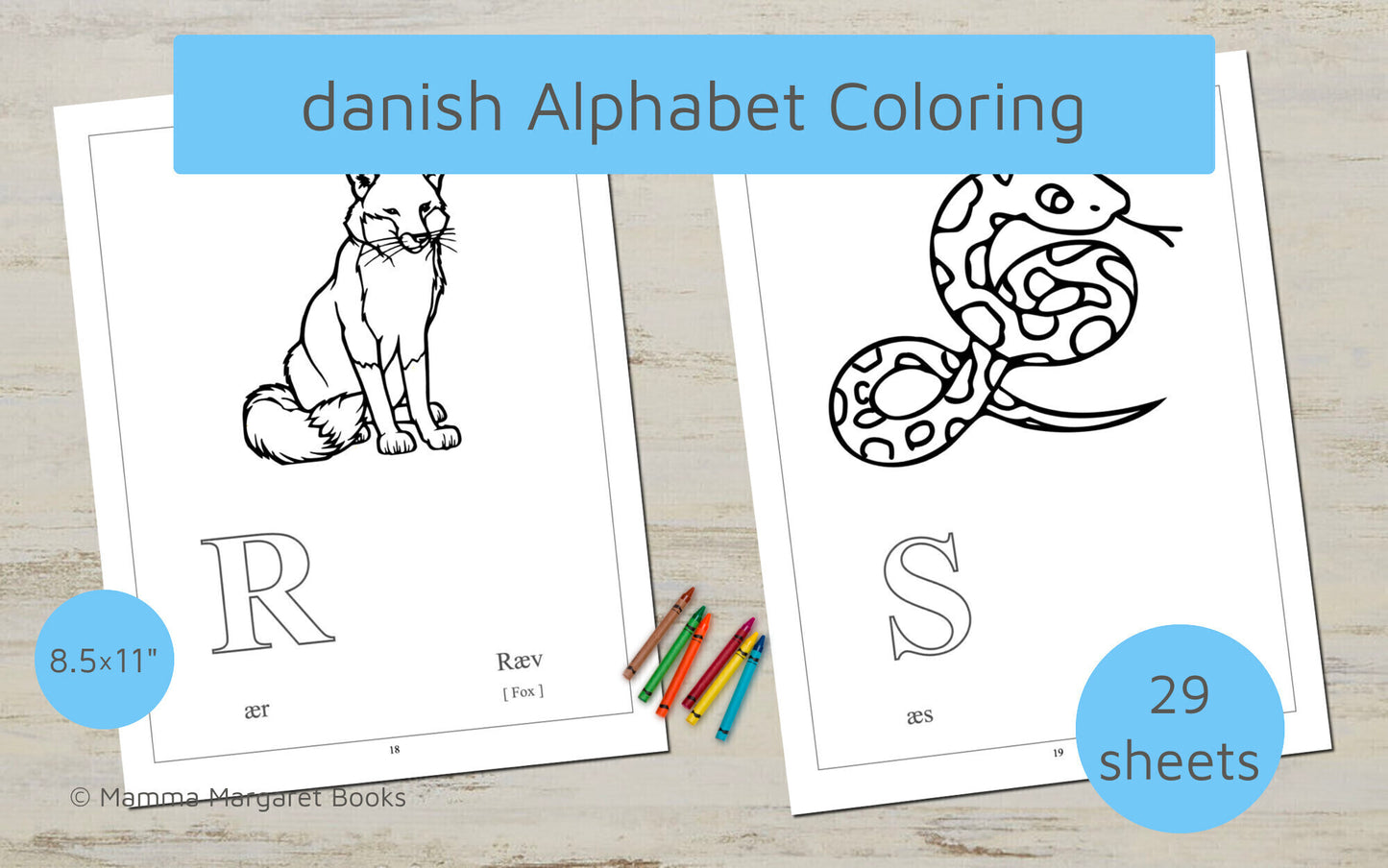 Danish Alphabet Coloring Pages (29 pages), Printable Danish Alphabet worksheet