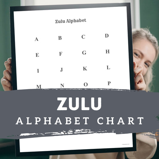 Zulu Alphabet Poster | Chart, Minimalist