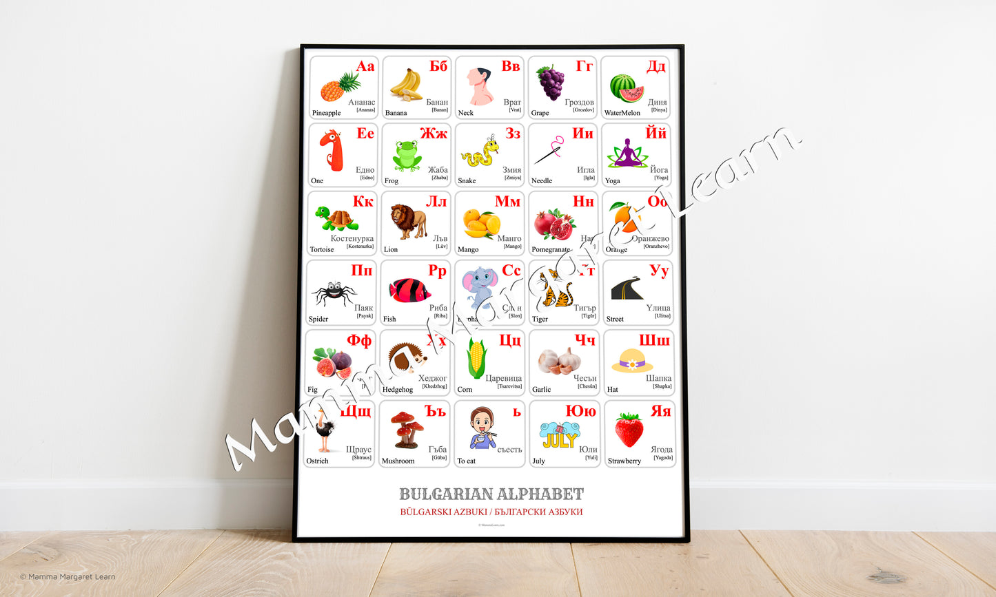 Bulgarian Alphabet Poster | Chart, Colorful