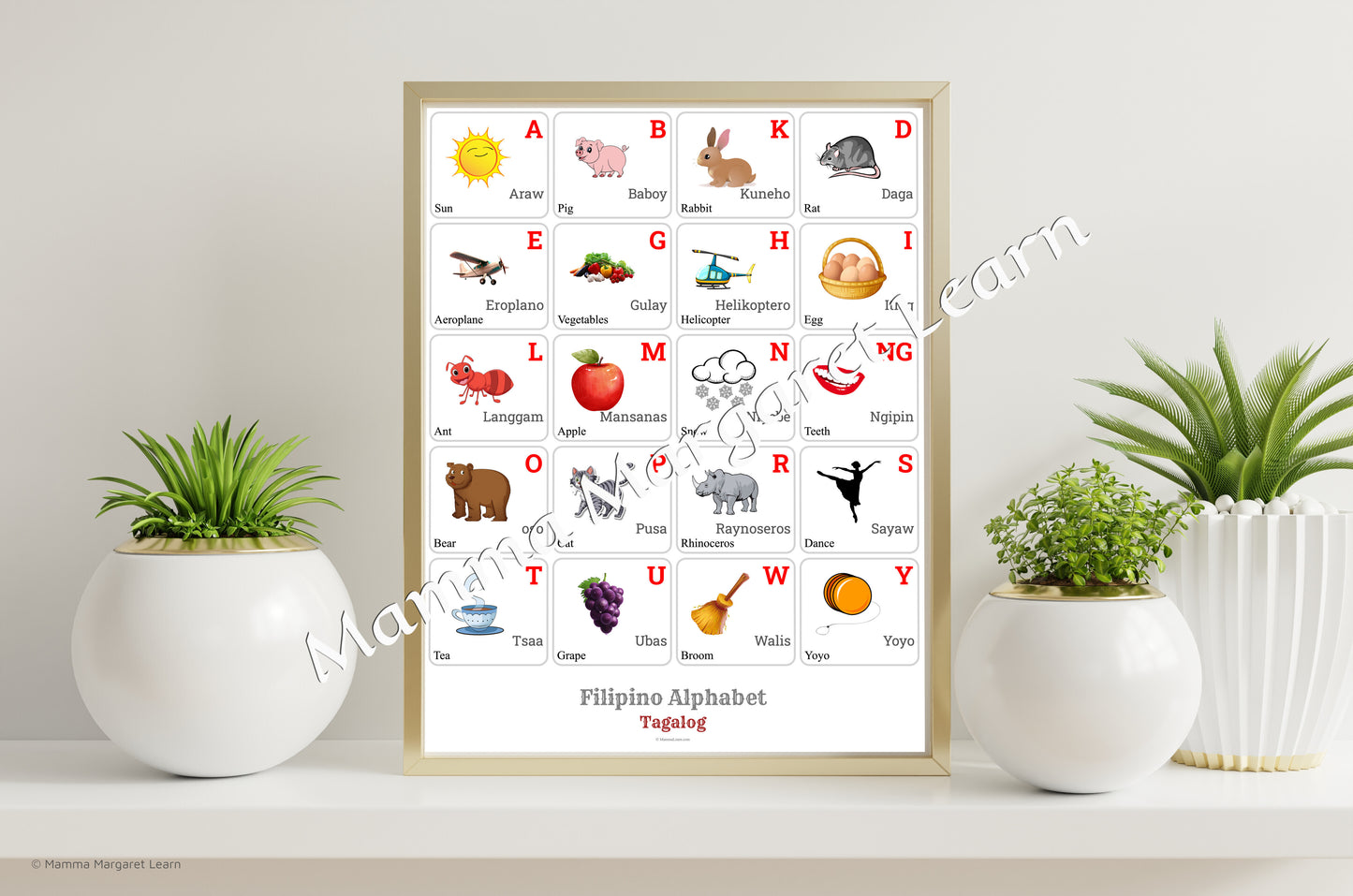 Tagalog Alphabet Poster | Chart, Colorful