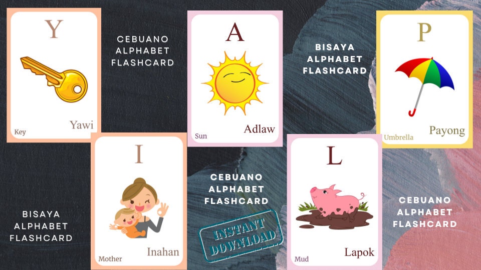 BISAYA (CEBUANO) Alphabet FLASHCARD with picture, Learning Bisaya(Cebuano), Bisaya(Cebuano) Letter Flashcard,Cebuano Language, Pdf Download