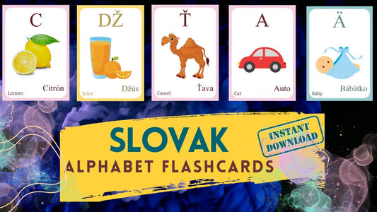 SLOVAK Alphabet FLASHCARD with picture, Learning Slovak, Slovak Letter Flashcard,SLOVAK Language,Pdf flashcards, Digital Download