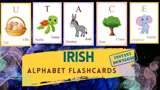 IRISH Alphabet FLASHCARD with picture, Learning Irish, Irish Letter Flashcard, IRISH Language, Pdf flashcards, Digital Download