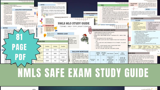 NMLS SAFE Mortgage Loan Officer Exam Study Guide MLO, Loan Officer Study Prep 2023, Mortgage Loan office exam Guide,